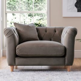VELRANO Velvet Armchair - Mushroom