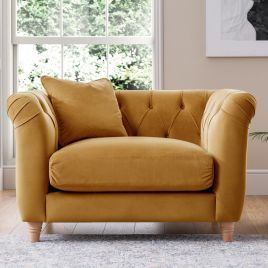 VELRANO Velvet Armchair - Ochre