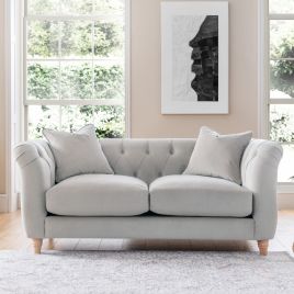 VELRANO Velvet 2 Seater Sofa - Chalk