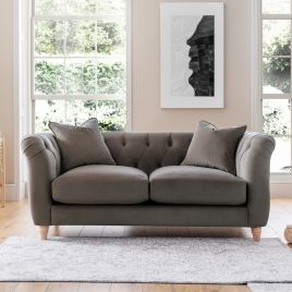 VELRANO Velvet 2 Seater Sofa - Mushroom