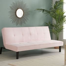 Stylish Upholstered Velvet Fabric Sofa Bed - Pink