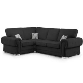 VERONA Fabric 4 Seater L Shaped - Left Hand Facing Corner Sofa - Black