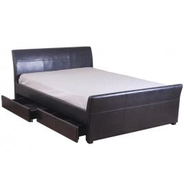 Ottavia 4 Drawer PVC Double Bed - Brown