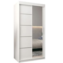 VICENZA 2 Door Mirrored Sliding Wardrobe White - 100cm