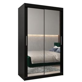 TIVERTONI 2 Door Mirrored Sliding Wardrobe Black - 120cm