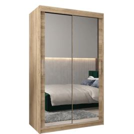TIVERTONI 2 Door Mirrored Sliding Wardrobe Light Oak - 120cm