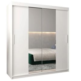 TIVERTON II 2 Door Mirrored Sliding Wardrobe White - 180cm