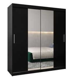 TIVERTON II 2 Door Mirrored Sliding Wardrobe Black - 180cm