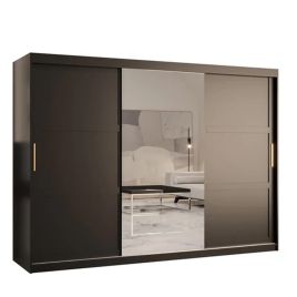 CLIFFORD 3 Door Mirrored Sliding Wardrobe Black - 250cm
