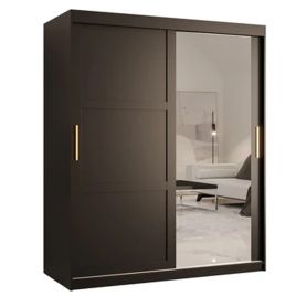 CLIFFORD 2 Door Mirrored Sliding Wardrobe Black - 150cm