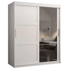 CLIFFORD 2 Door Mirrored Sliding Wardrobe White - 150cm
