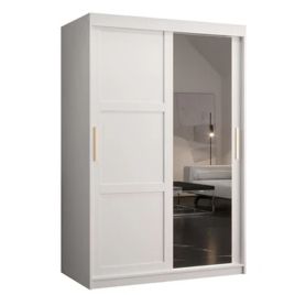 CLIFFORD 2 Door Mirrored Sliding Wardrobe White - 120cm