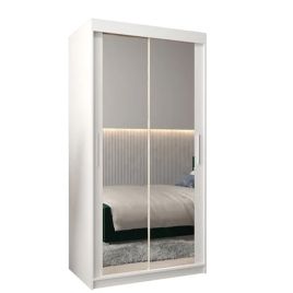 TIVERTONI 2 Door Mirrored Sliding Wardrobe White - 100cm