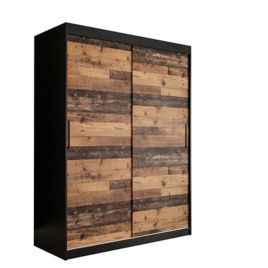 CURTIS 2 Door Sliding Wardrobe Dark Oak - 150cm