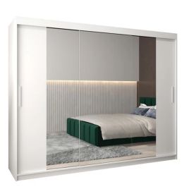TIVERTON II 3 Door Mirrored Sliding Wardrobe White - 250cm