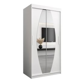 WRIGHT 2 Door Mirrored Sliding Wardrobe White - 100cm