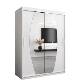 WRIGHT 2 Door Mirrored Sliding Wardrobe White - 150cm