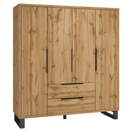HALIFAX 4 Door Wardrobe with 2 Drawers Medium Oak - 191cm