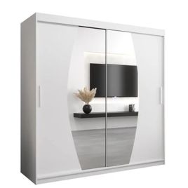 WRIGHT 2 Door Mirrored Sliding Wardrobe White - 200cm
