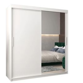 TIVERTON 2 Door Mirrored Sliding Wardrobe White - 180cm
