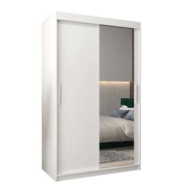 TIVERTON 2 Door Mirrored Sliding Wardrobe White - 120cm