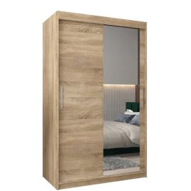 TIVERTON 2 Door Mirrored Sliding Wardrobe Light Oak - 120cm