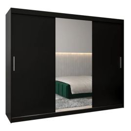 TIVERTON 3 Door Mirrored Sliding Wardrobe Black - 250cm