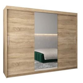 TIVERTON 3 Door Mirrored Sliding Wardrobe Light Oak - 250cm