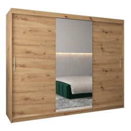 TIVERTON 3 Door Mirrored Sliding Wardrobe Medium Oak - 250cm