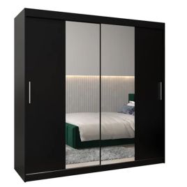TIVERTON II 2 Door Mirrored Sliding Wardrobe Black - 200cm
