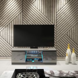 Stylish TV Unit and Sideboard Cabinet with Ample Storage and Free LED Lighting 120cm - Dark Grey