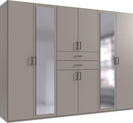 DOCKER 6 Door Mirrored Wardrobe Grey - 270cm
