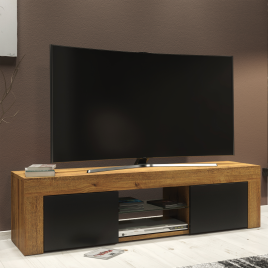 TUSSI Modern TV Unit Cabinet Stylish Matt Body And Matt Doors 130cm - Oak with Black
