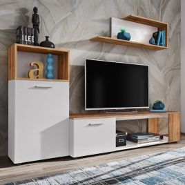 Alex Lucca TV Entertainment Unit - White and Oak Wotan