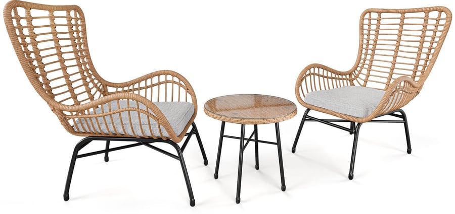 OATWELL Garden Bistro Set - Beige with Light Grey