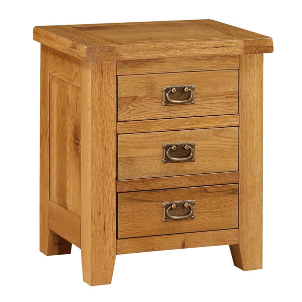 Bedside Table - EDEN 3 Drawer Nightstand Light Oak 53cm