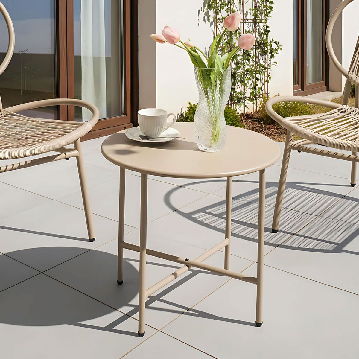 JARVELLE Metal Garden Table - Beige