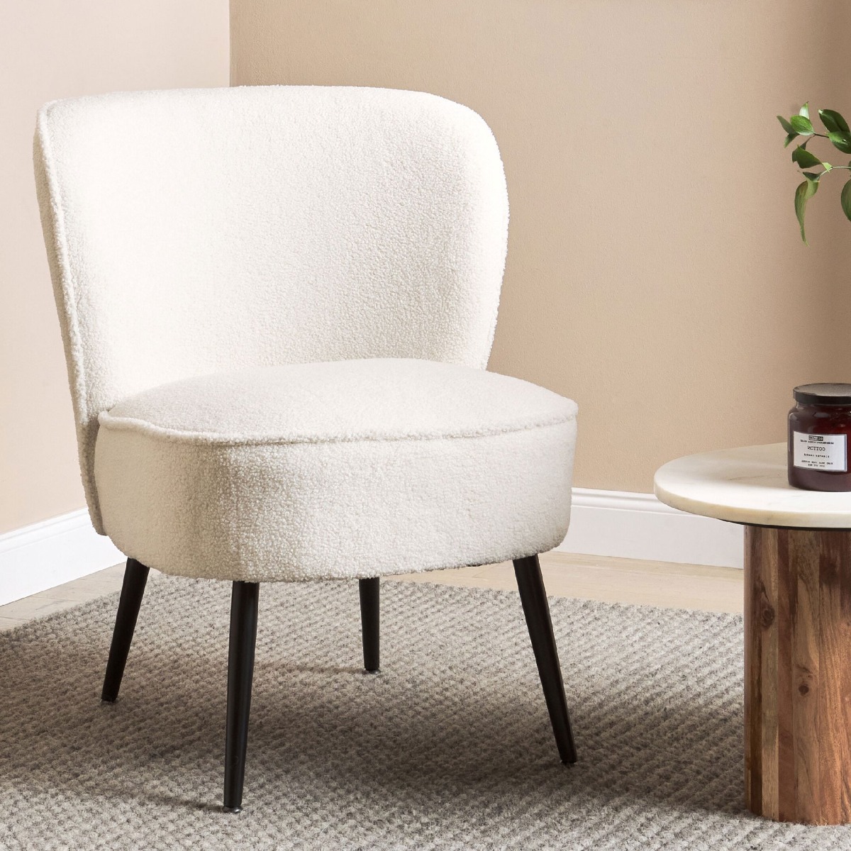 Boucle Armchair White VOSS