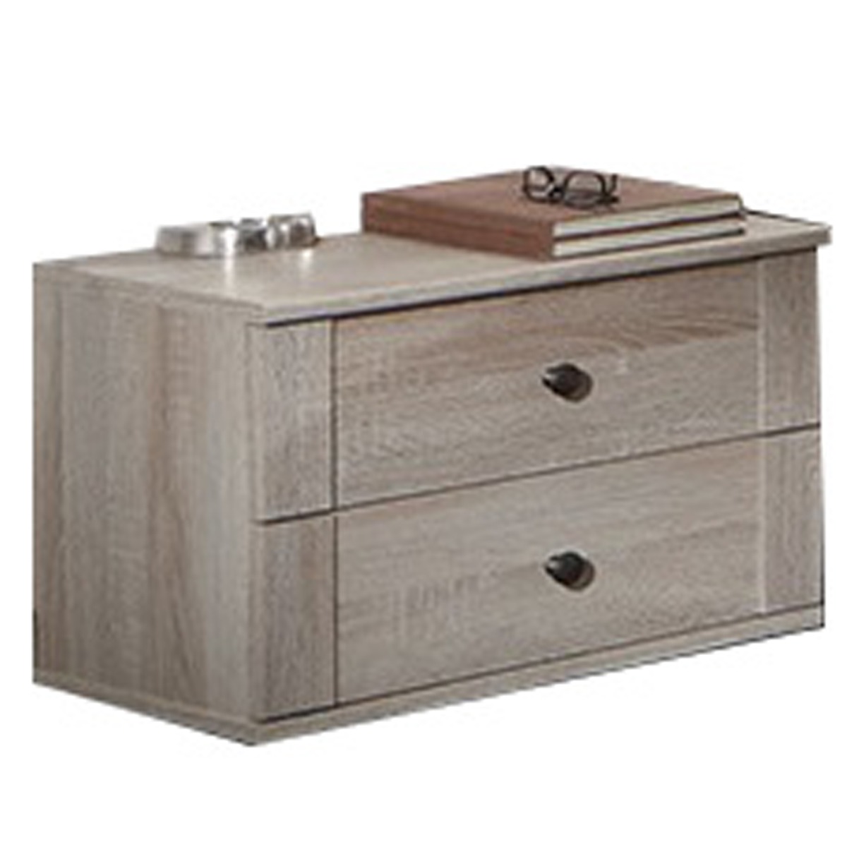 Bedside Table - CAIRO 2 Drawer Nightstand Oak 52cm