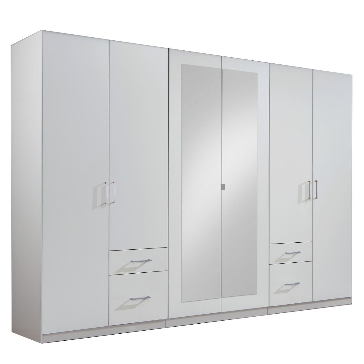 FLOCK 6 Door Mirrored Wardrobe White - 270cm