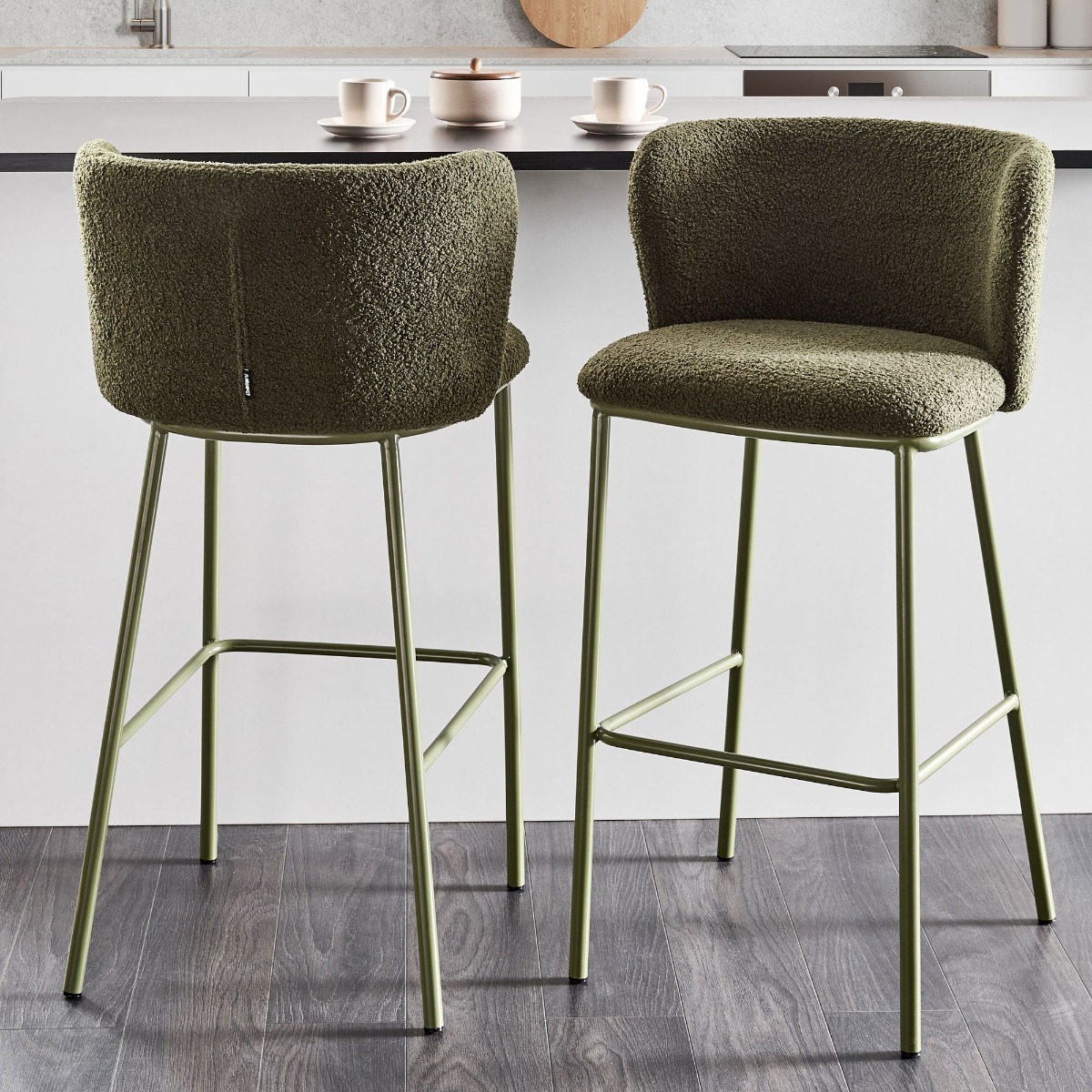 Set of 2 Bar Chairs MINA II Green