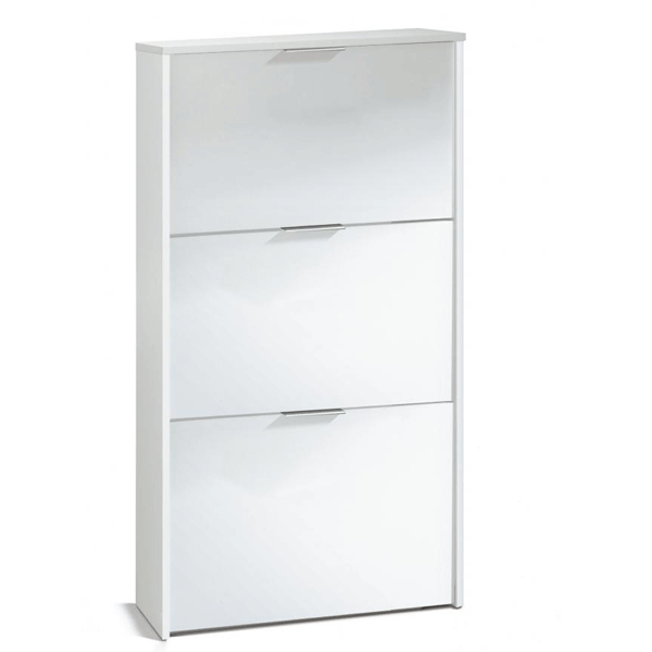 Saltash High Gloss 3-Door Shoe Cabinet - White