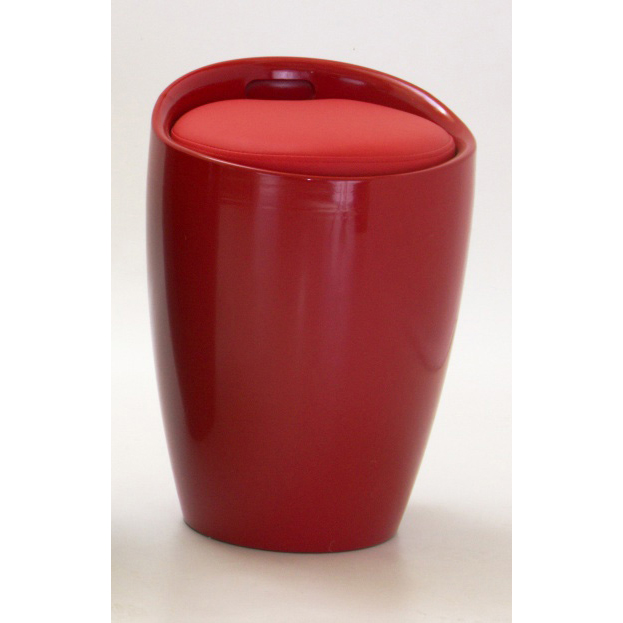Melrose High Gloss Round Stool with Storage - Red