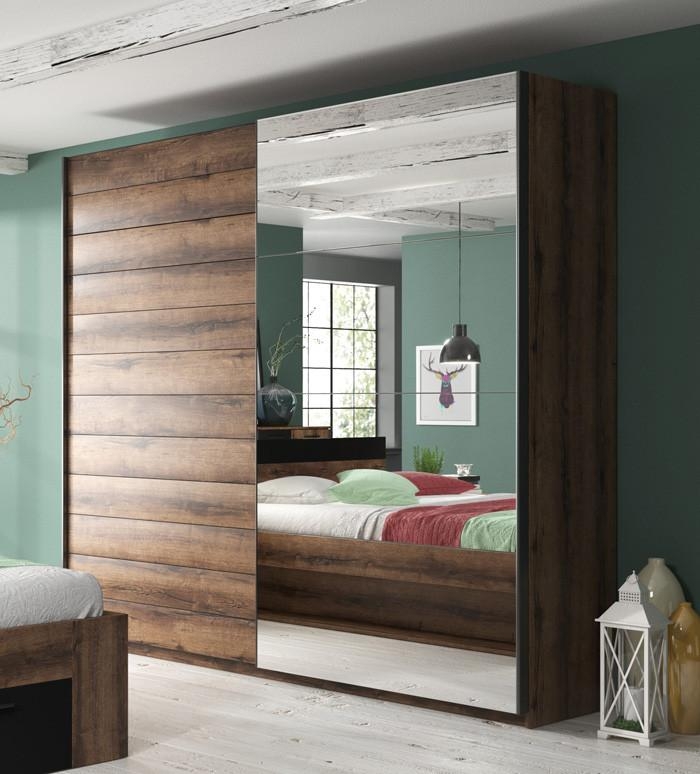 VIMA 2 Door Mirrored Sliding Wardrobe Oak - 180cm