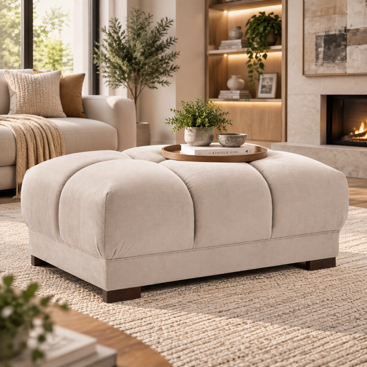 Footstool - SUSAN Plush Velvet Foostool Mocha 125cm