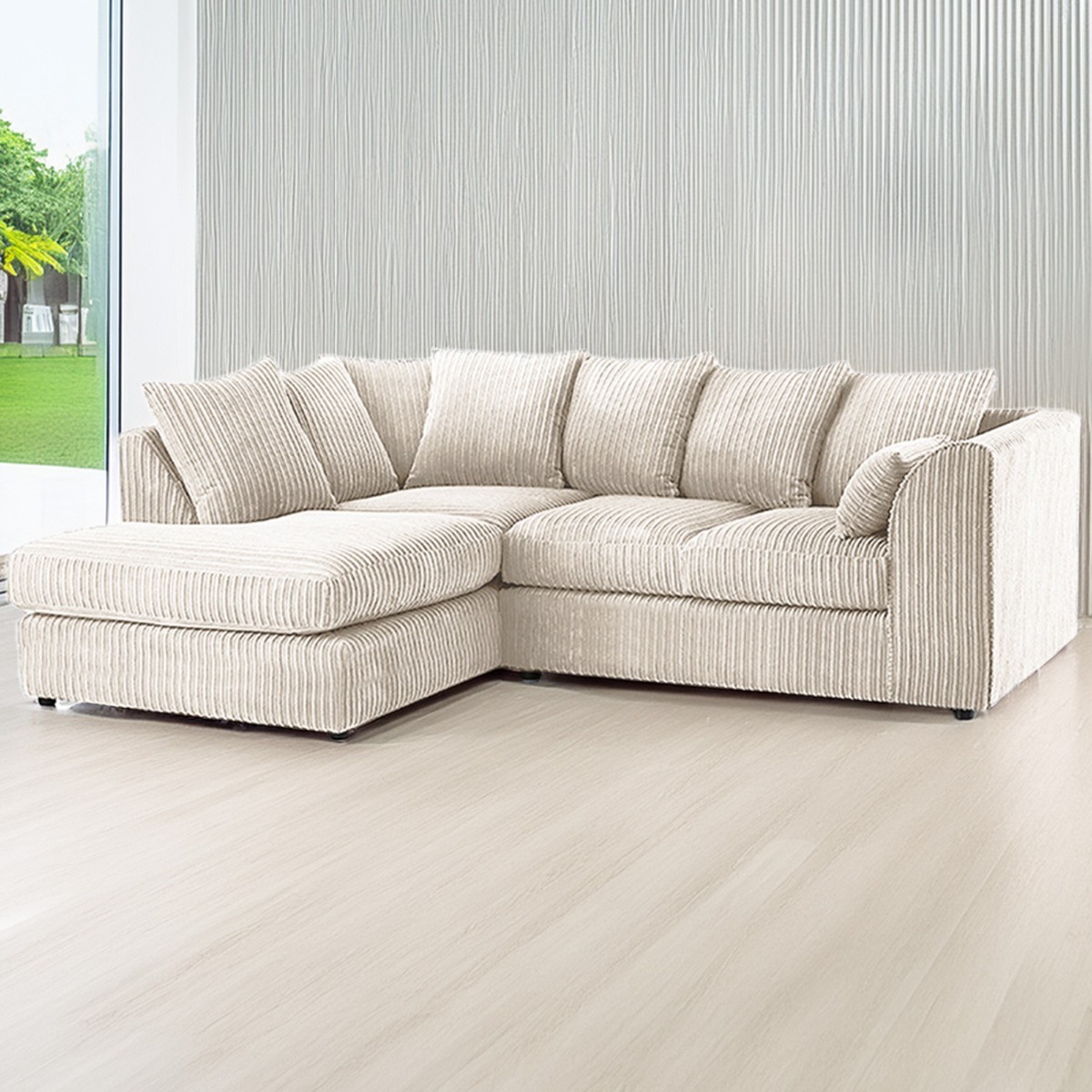 DESMOND Jumbo Cord 4 Seater Corner Sofa - L Shaped - Left Hand Facing - Cream