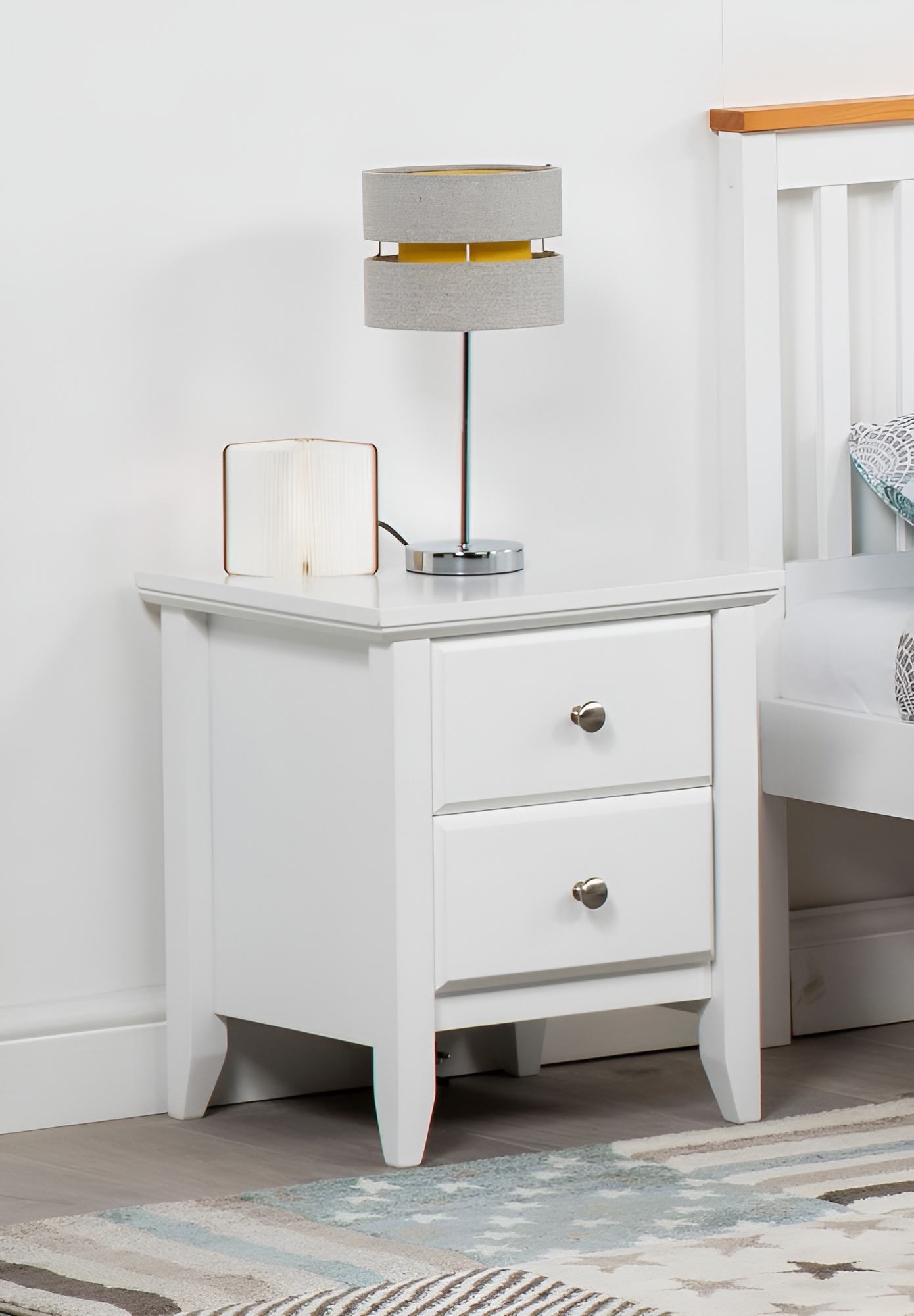 Bedside Table - AMBANI 2 Drawer Nightstand White