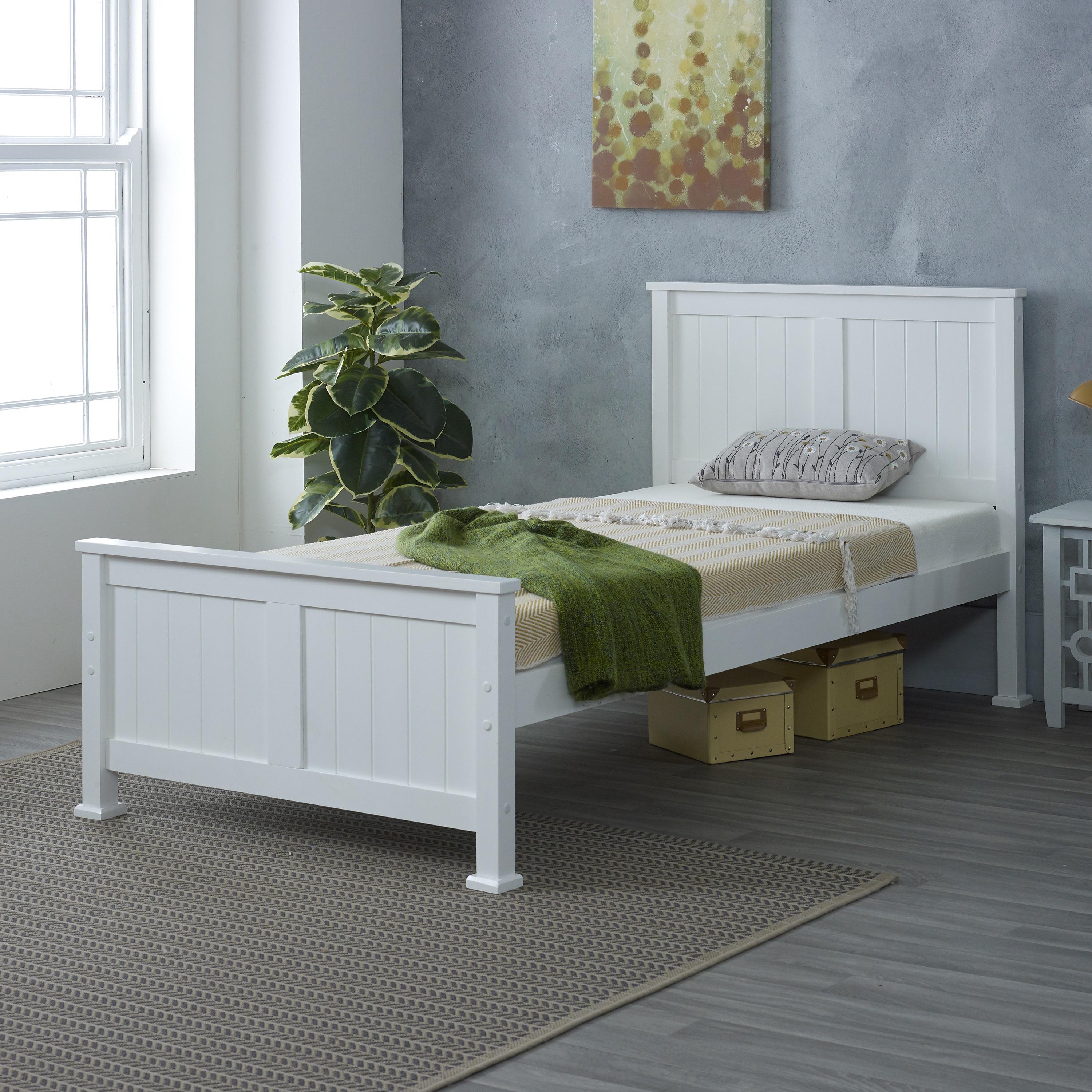 Single Bed - FADRID 3ft Wooden Bed White