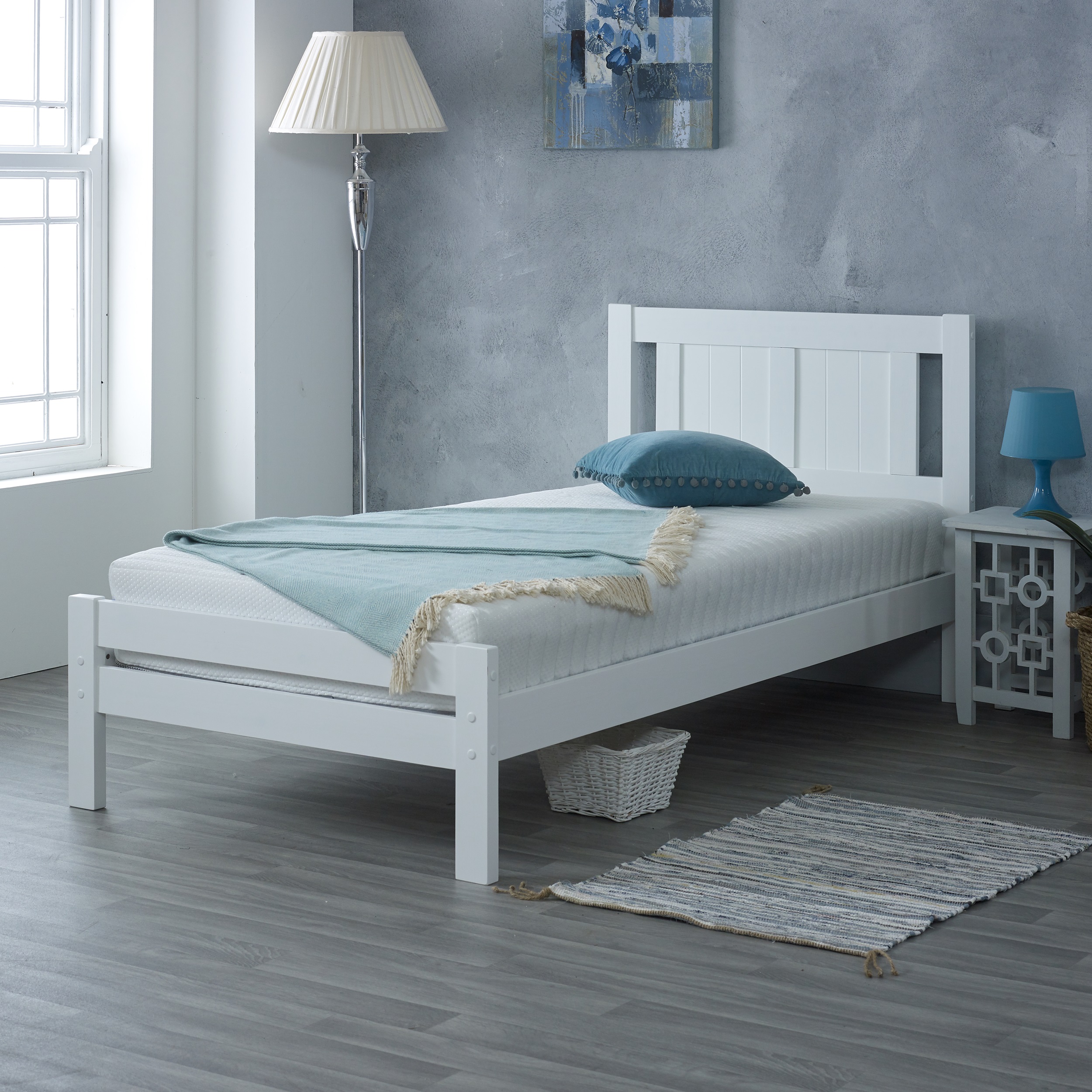 Single Bed - FLORY 3ft Wooden Bed White