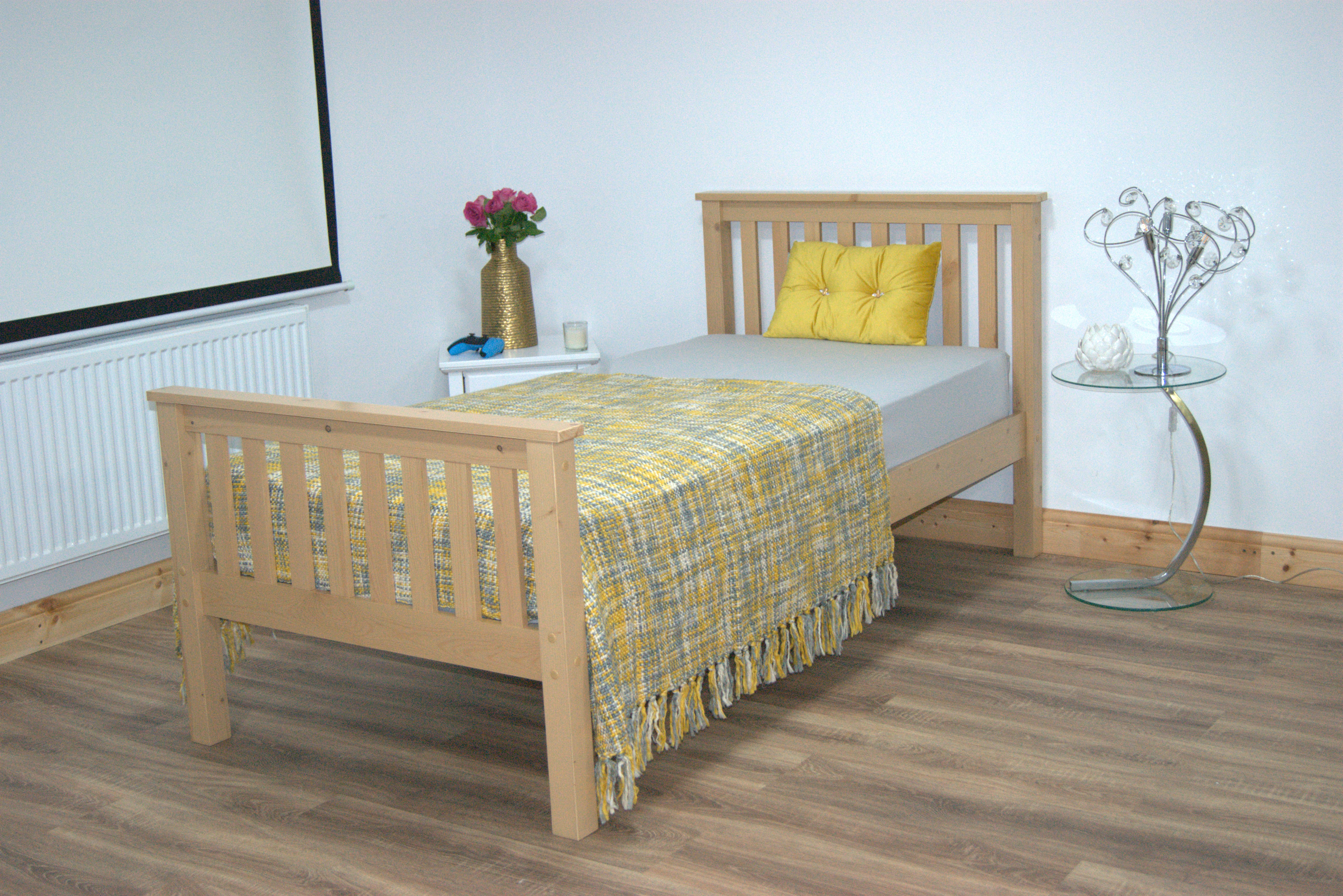 Small Double Bed - LAMPSHIRE 4ft Wooden Bed Oak Finish